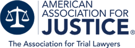 Logo Recognizing Peterson & Associates, P. C.'s affiliation with American Association for Justice